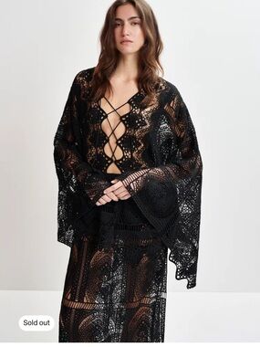 Essentiel Antwerp Black HISSOURI Crochet Caftan